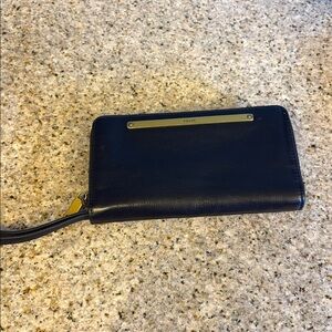 Fossil black Liza Leather Zip Around Clutch Wallet wristlet
